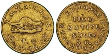 5 Dollars 1849