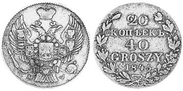 40 Groszy-20 Kopeks 1842-1850