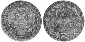 5 Zlotych-3/4 Ruble 1833-1841