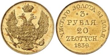 20 Zlotych-3 Rubles 1834-1840
