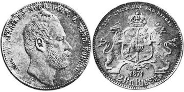 2 Riksdaler Riksmynt 1871