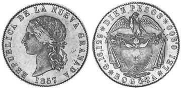 10 Pesos 1857-1858