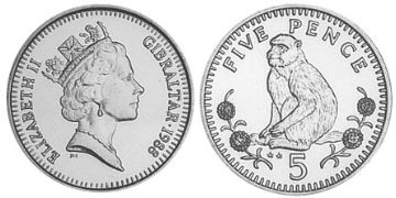 5 Pence 1988-1990