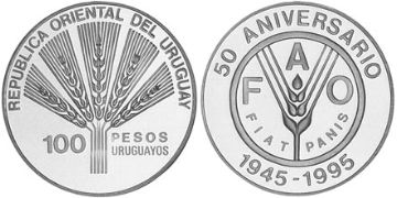 100 Pesos Uruguayos 1995