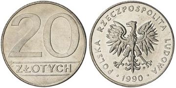 20 Zlotych 1989-1990