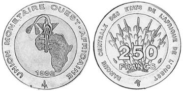 250 Francs 1992-1996