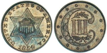 Silver 3 Cents 1854-1858