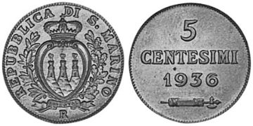 5 Centesimi 1935-1938