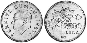 2500 Lira 1991-1997