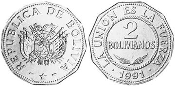 2 Bolivianos 1991