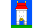 List tvoří tři svislé pruhy, bílý, modrý a bílý, v poměru 1_2_1. V modrém pruhu na dolním okraji zelený vodorovný pruh široký jednu desetinu šířky listu, na něm stojí bílá kvádrovaná věž s prázdnou branou se zdviženou žlutou mříží a červenou valbovou střechou se dvěma žlutými makovicemi. Poměr šířky k délce listu je 2_3. Vlajka Dřevohostice