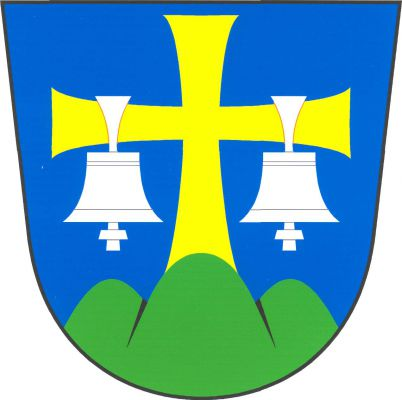 V modrém štítě vyrůstá ze zeleného trojvrší zlatý tlapatý kříž se dvěma stříbrnými zvony zavěšenými na ramenech. Znak Bohostice