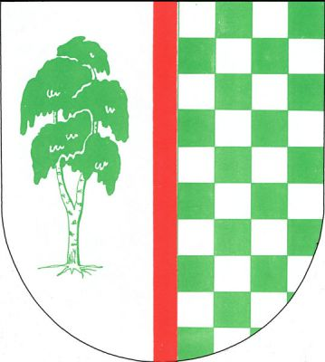 Štít polcený zúženým červeným kůlem. V pravém stříbrném poli vykořeněná bříza přirozených barev, levé pole stříbrno-zeleně šachované. Znak Horní Bříza
