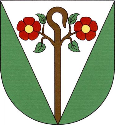 V zeleném štítě stříbrný klín, v něm vyrůstající hnědá poutnická hůl, kvetoucí z každé strany jednou červenou růží se zlatým semeníkem na zeleném stonku se dvěma listy. Znak Josefův Důl
