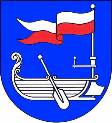 V modrém štítě loď s veslem, kormidlem a stěžněm na zádi, vše stříbrné. Na stěžni vlaje nad příď dvoucípý, stříbrno-červeně dělený praporec. Znak Loděnice