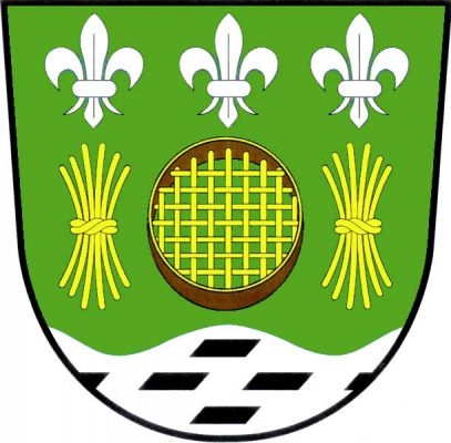 V zeleném štítě nad stříbrnou vlnitou patou posetou černými šindeli zlaté kruhové síto provázené po stranách dvěma svazky šesti zlatých pruhů a v hlavě třemi stříbrnými liliemi. Znak Lubná