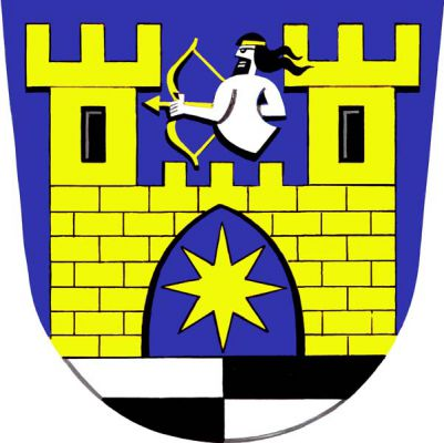 V modrém štítě na stříbrno-černě čtvrcené patě zlatá kvádrovaná hradba se dvěma věžemi s cimbuřím a černým oknem. Mezi věžemi stříbrná lidská část kentaura se zlatým napjatým lukem a šípem. V prázdné bráně zlatá osmicípá hvězda. Znak Lukov