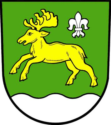 V zeleném štítě nad stříbrnou vlnitou patou zlatý běžící los provázený vlevo nahoře stříbrnou lilií. Znak Malá Losenice