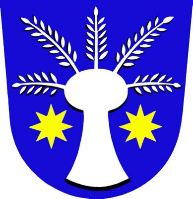 V modrém štítě stříbrná vrba s kmenem provázeným dvěma zlatými osmihrotými hvězdami. Znak Malá Vrbka
