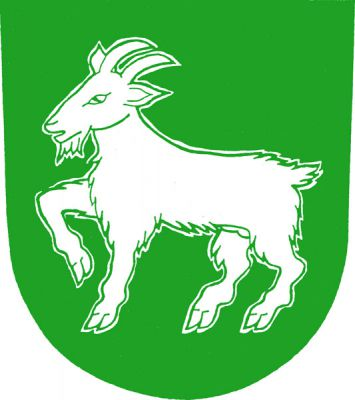 V zeleném štítě stříbrný vykračující kozel. Znak Morávka
