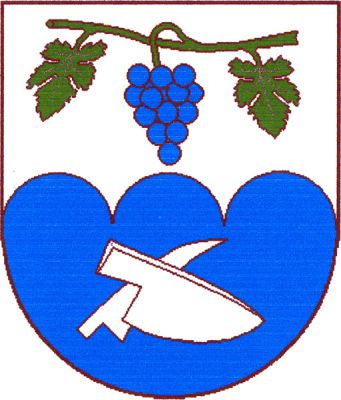 Stříbrno-modře třemi oblouky dělený štít, nahoře zelená vodorovně položená vinná ratolest s modrým hroznem a dvěma listy po stranách, dole kosmo položená radlice hrotem dolů šikmo podložená krojidlem hrotem nahoru, obojí stříbrné. Znak Násedlovice