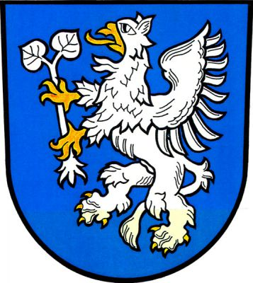 V modrém štítě stříbrný gryf se zlatou zbrojí držící v pařátech stříbrnou větev se dvěma listy. Znak Podvihov