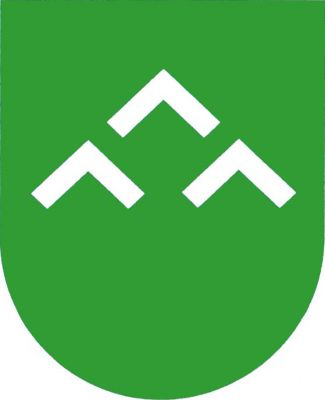 V zeleném štítě tři stříbrné volné krokve (1,2). Znak Praha-Klánovice