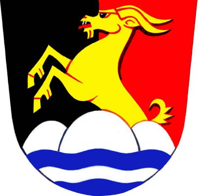 V černo-červeně polceném štítě vyskakuje ze stříbrného trojvrší na modré vlnité patě se stříbrným vlnitým břevnem zlatý kozel s červeným jazykem. Znak Prostřední Bečva