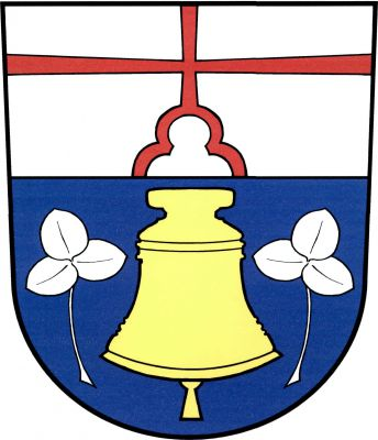 Ve stříbrno - modře zvýšeně děleném štítě nahoře červený kříž do krajů s dolním ramenem zakončeným trojdílnou kružbou. Dole zlatý zvon provázený dvěma stříbrnými vztyčenými trojlístky na stoncích. Znak Řečice