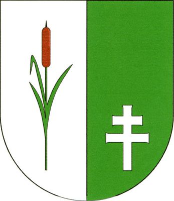 Ve stříbrno-zeleně polceném štítě vpravo orobinec s listy přirozené barvy, vlevo dole stříbrný patriarší kříž. Znak Rohozec