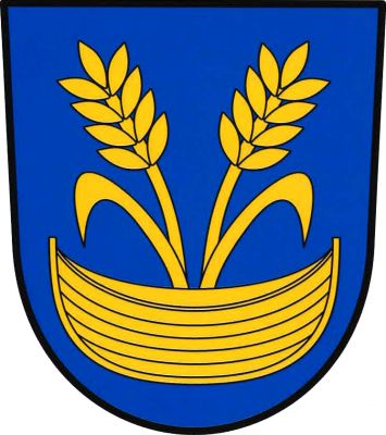 V modrém štítě loďka, z níž vyrůstají dva odkloněné obilné klasy, každý s listem, vše zlaté. Znak Suchodol