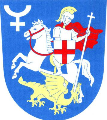 V modrém štítě na stříbrném koni s červeným uzděním, zlatým sedlem a modrou sedlovou pokrývkou odvrácený sv. Jiří v římské zbroji s červeným vlajícím pláštěm, držící stříbrný štít s červeným heroldským křížem a probodávající stříbrným kopím zakončeným křížem doleva obráceného zlatého draka pod koněm. Vpravo nahoře stříbrná alchymistická značka vápna tvořená řeckým křížem a na něm položeným dolním půlobloukem. Znak Vápno